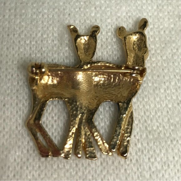 Blue & Green Enamel Deer Brooch with Gold Tone Accents - Vintage - 1 1/8" - Picture 5 of 6